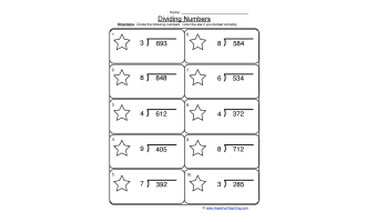 Dividing 1 into 3 Digit Worksheet