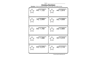 Dividing 2 into 4 Digit Worksheet
