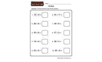 Division Fact Fluency Worksheet
