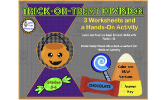 Division Facts 1–12 – Trick or Treat Worksheets