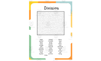 Division Vocabulary Word Search and Word Scramble Worksheets