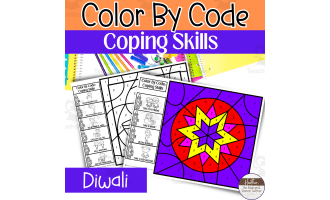 Diwali Color By Code Coping Skills Activities | Diwali Color By Number