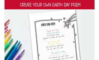 DIY EARTH DAY POEM, SPRING WORKSHEET, APRIL HOMESCHOOL ACTIVITY