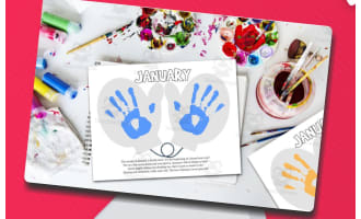 DIY Handprint Calendar - January Poem & Colouring Activity, Winter Art