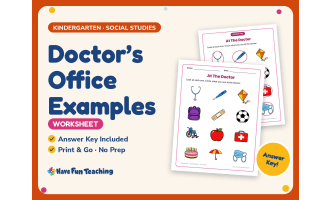Doctor’s Office Examples Worksheet – Kindergarten Community & People