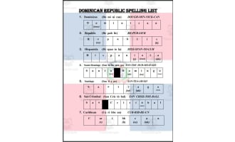 Dominican Republican Spelling List