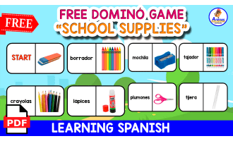 DOMINÓ GAME IN SPANISH | School Supplies