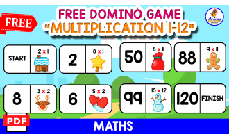 DOMINÓ PUZZLE MULTIPLICATION 1 TO 12 | Christmas Themed