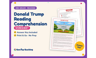 Donald Trump Reading Comprehension Worksheet – 3rd Grade America