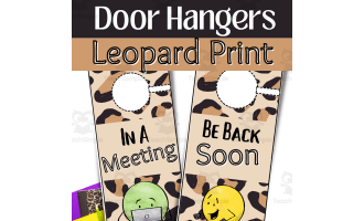 Door Hangers For School Counselors: Where Are We? Leopard Print Decor