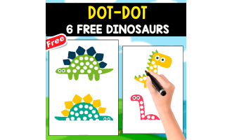 DOT-DOT ACTIVITY | 6 FREE PICTURES OF DINOSAURS