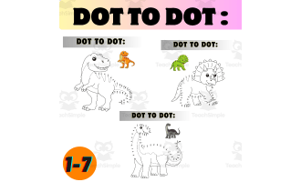 Dot-to-Dot /Connect the dots Zoo Animals: Numbers 1-7 & Word Tracing w