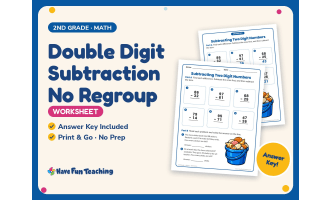 Double Digit Subtraction No Regroup Worksheet – 2nd Grade Math