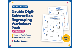 Double Digit Subtraction Regrouping Worksheet Pack – 2nd Grade Math