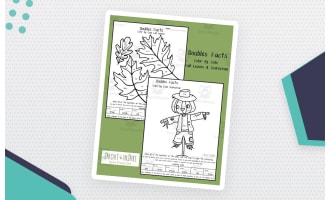 Doubles Color by Code Fall Leaf and Scarecrow Edition
