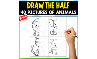DRAW THE HALF | ART ACTIVITY | 40 PICTURES