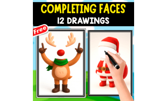 DRAWING FACES | CHRISTMAS THEMED