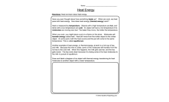 Drawing Heat Energy Worksheet