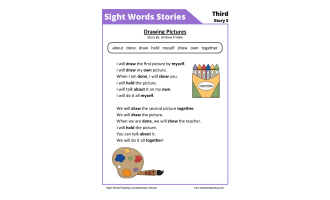 Drawing Pictures Third Sight Words Reading Comprehension Worksheet
