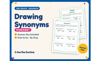 Drawing Synonyms Worksheet – 2nd Grade Grammar Practice + Answer Key