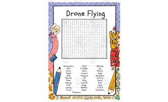 Drone Flying word search puzzle worksheet activity