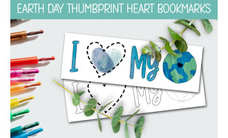 EARTH DAY CRAFT, THUMBPRINT ART, DIY SPRING BOOKMARKS