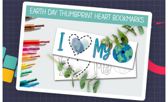 EARTH DAY CRAFT, THUMBPRINT ART, DIY SPRING BOOKMARKS