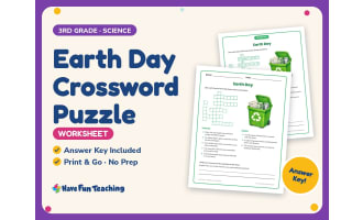 Earth Day Crossword Puzzle Worksheet – 3rd Grade Science Practice