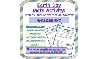 Earth Day Project: Plastic Water Bottle Math Activity for Grades 5-7
