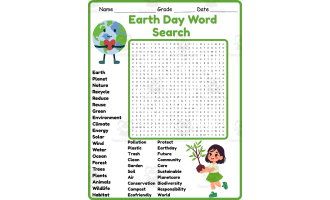 Earth Day Word Search 2rd 3th 4th 5th Grade worksheet activity