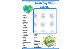 Earth Day Word Search worksheet activity