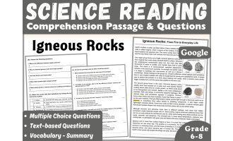 Earth Science Reading Comprehension Passage: Igneous Rocks (Docs)