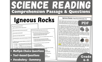 Earth Science Reading Comprehension Passage: Igneous Rocks (PDF)
