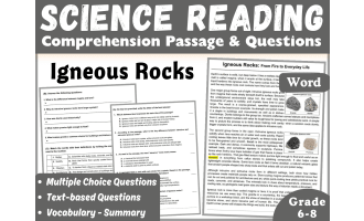 Earth Science Reading Comprehension Passage: Igneous Rocks (Word)