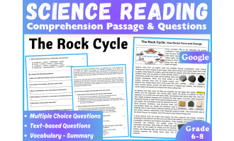 Earth Science Reading Comprehension Passage: The Rock Cycle (Docs)