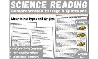 Earth Science Reading Comprehension Passage: Types of Mountains (Docs)