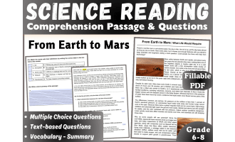 Earth Science Reading Passage: From Earth to Mars (Fillable PDF)