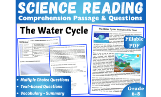 Earth Science Reading Passage: The Water Cycle (Fillable PDF)
