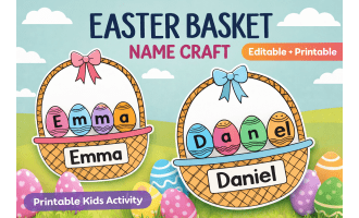 Easter Basket Name Craft Editable Printable Kids Activity