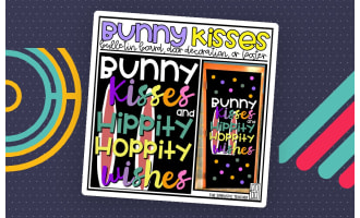 Easter Bunny Spring Bulletin Board Kit, Door Decoration Set, or Poster