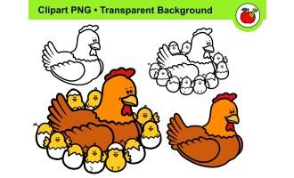 Easter Clipart – Chicken Clipart, Chicks Clipart, Hen and Baby Chicks