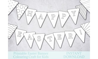 EASTER COLORING BANNER, DIY CRAFT KIT, SPRING CLASSROOM DECOR