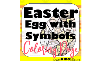 Easter Egg Coloring Page with Religious Symbols
