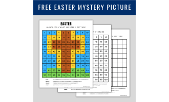 Easter Hundreds Chart, Easter Color By Number, Math Mystery Picture