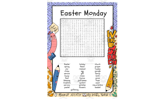 Easter Monday word search puzzle worksheet activity