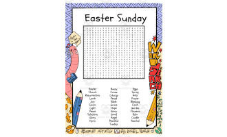Easter Sunday word search puzzle worksheet activity