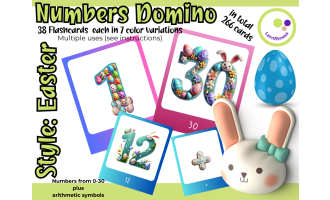 Easter-Themed Flashcards + Memory Game: Numbers 0-30 + Math Symbols