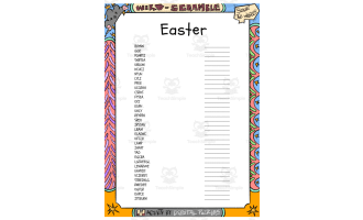 Easter word Scramble puzzle worksheet