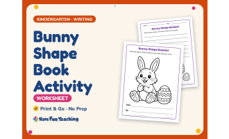 Easter Worksheet: Bunny Shape Book Activity – Kindergarten Lined Paper
