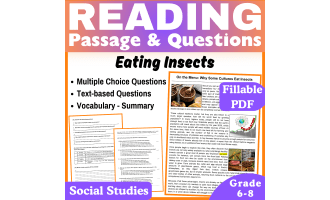 Eating Insects: Social Studies Reading Passage (Fillable PDF)